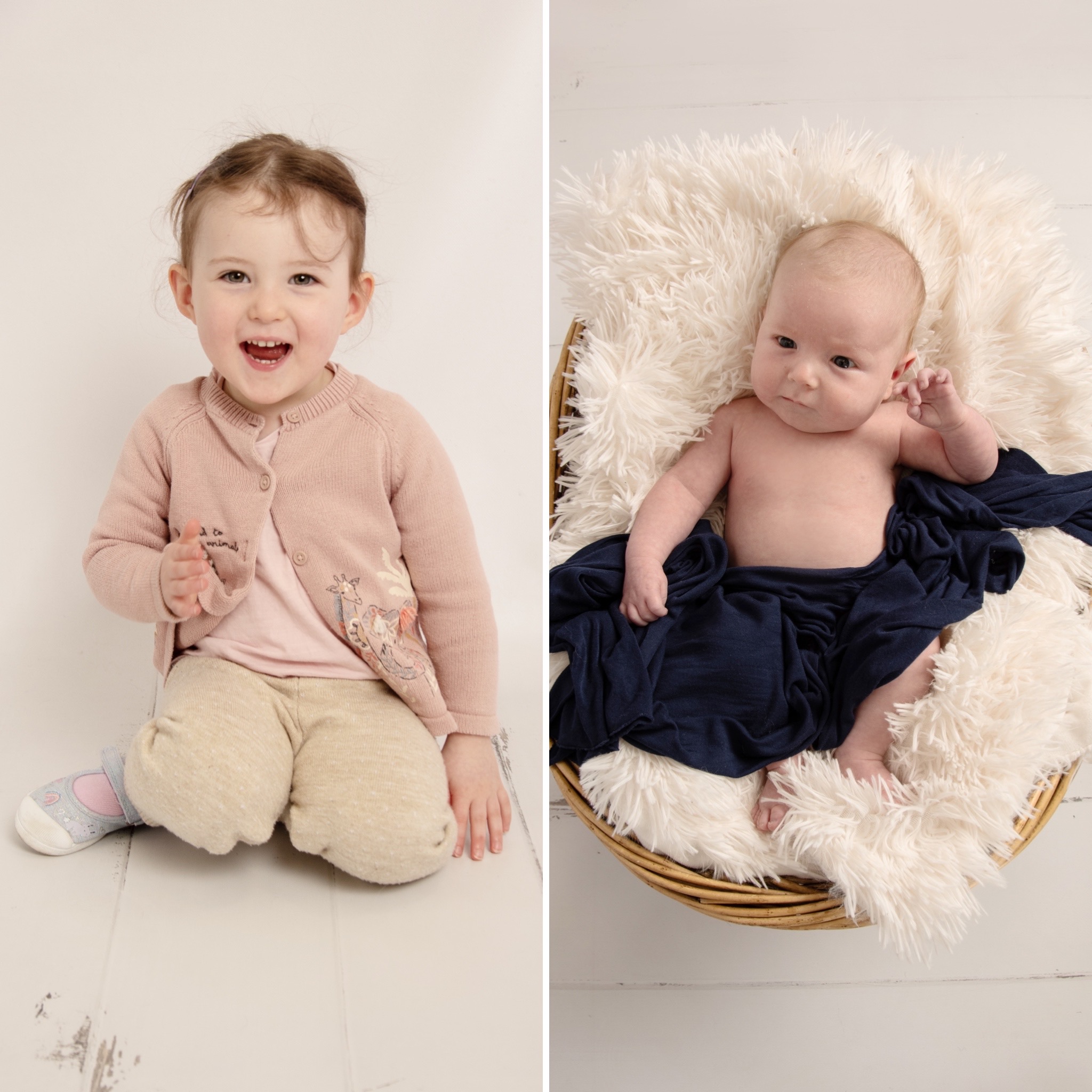 split photos of two children